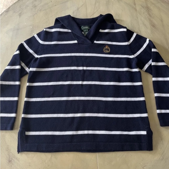 Lauren Ralph Lauren Mens Crest Striped Nautical Sweater Size L Blue Boat Sailor - Picture 1 of 8